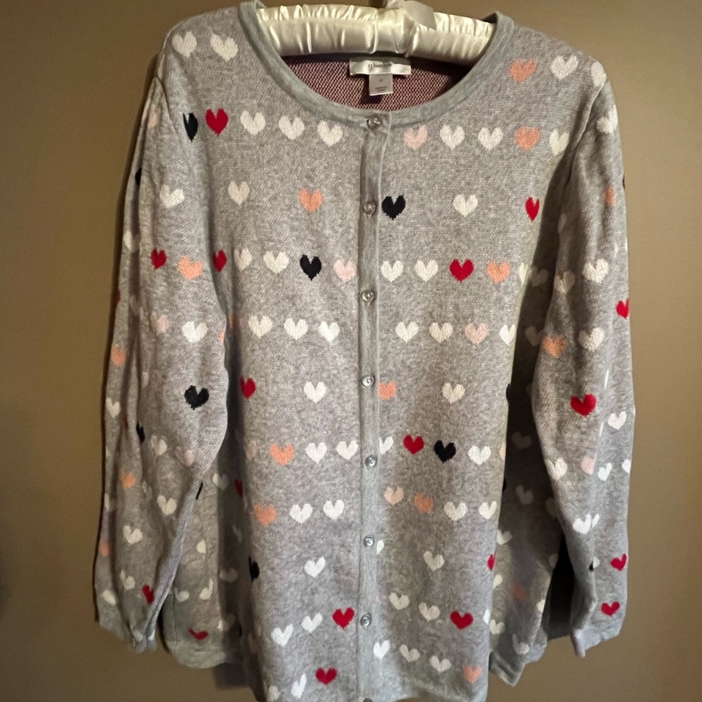 CJ Banks Grey Heart Sweater Size 1X